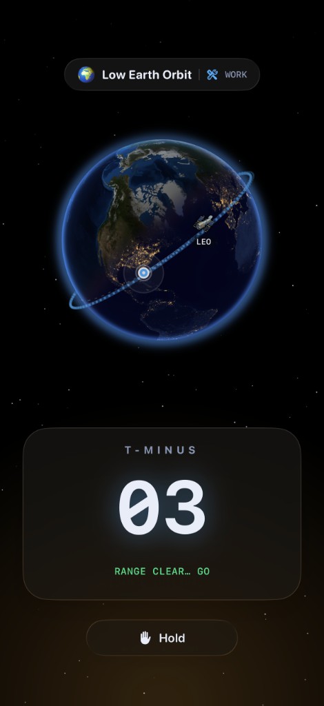 T-minus countdown screen before liftoff